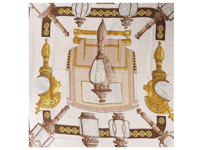 Foulard in seta Hermès Carré 90 "FEUX DE ROUTE" marrone - vista 12