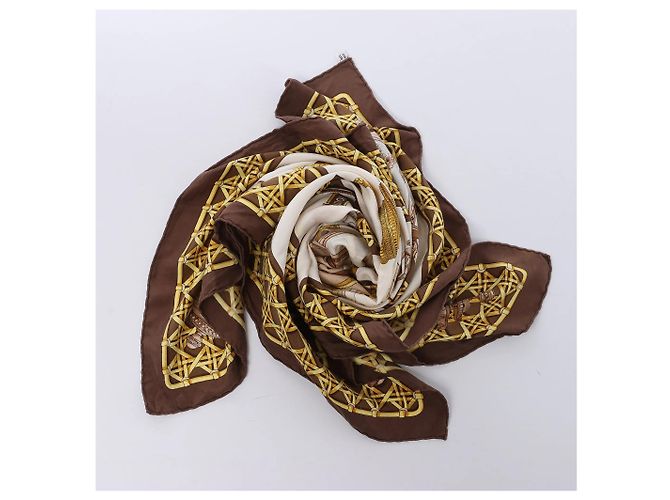 Foulard in seta Hermès Carré 90 "FEUX DE ROUTE" marrone - vista 13