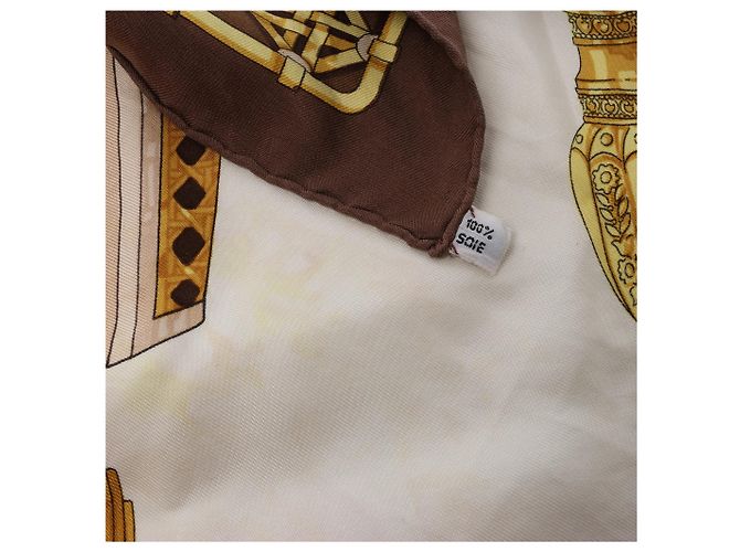 Foulard in seta Hermès Carré 90 "FEUX DE ROUTE" marrone - vista 4