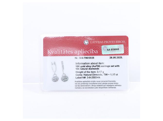 Autre Marque Orecchini con Diamanti Non Signe / Unsigned K18WG 3.2 g D1.7 Bianco - vista 7