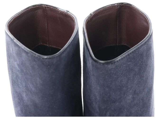 Chanel Wildleder x Lack Stiefel Lang Schwarz x Navy G27002, Größe 37 EU Marineblau - Ansicht 8