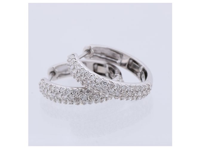 Autre Marque Orecchini in Diamante Non Signé / Unsigned K18WG 4.4g 1.0 ct Bianco - vista 2