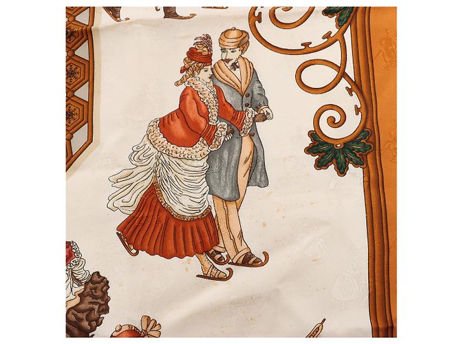 Foulard in seta Hermès Carré 90 "Joies d’Hiver" Marrone - vista 12