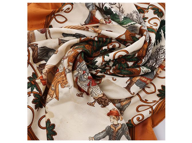 Foulard in seta Hermès Carré 90 "Joies d’Hiver" Marrone - vista 15