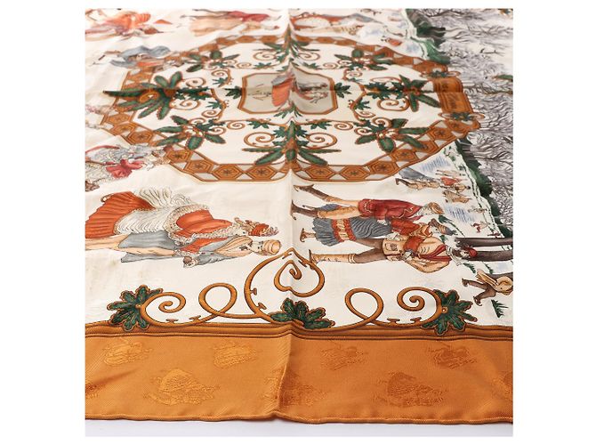 Foulard in seta Hermès Carré 90 "Joies d’Hiver" Marrone - vista 6