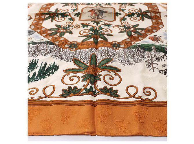 Foulard in seta Hermès Carré 90 "Joies d’Hiver" Marrone - vista 7
