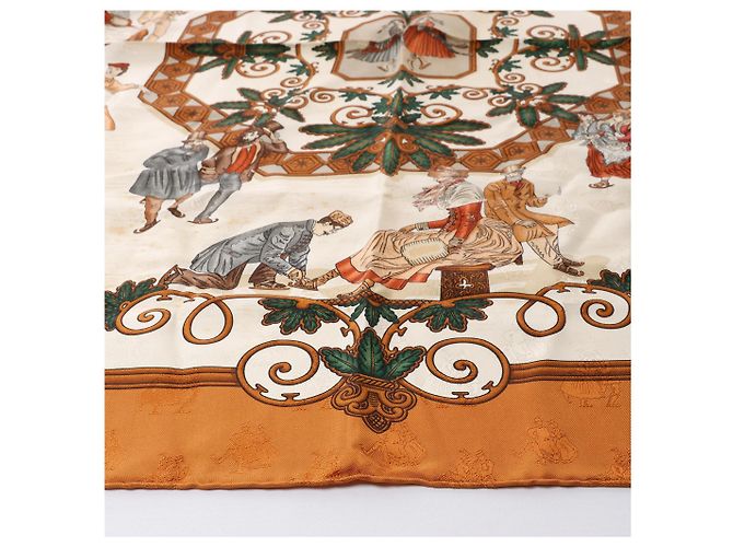 Foulard in seta Hermès Carré 90 "Joies d’Hiver" Marrone - vista 9