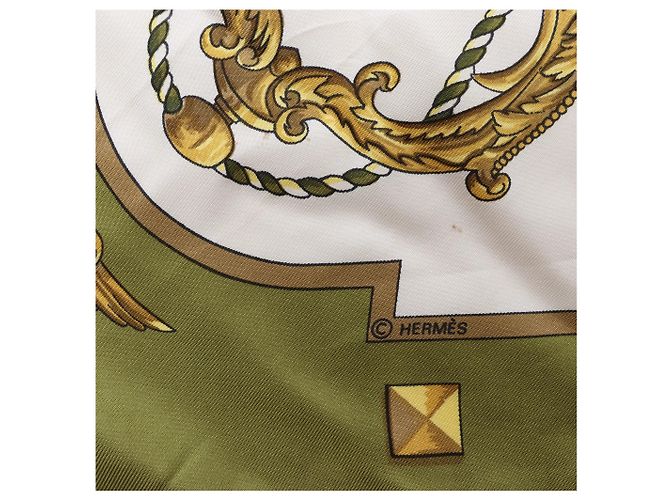 Foulard in seta Hermès Carré 90 "LES CLES" Verde - vista 11