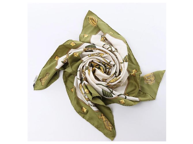 Foulard in seta Hermès Carré 90 "LES CLES" Verde - vista 13