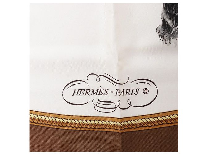 Foulard in seta Hermès Carré 90 "REPRISE" marrone - vista 11