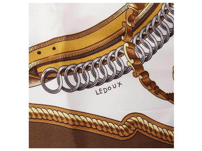 Foulard in seta Hermès Carré 90 "REPRISE" marrone - vista 12