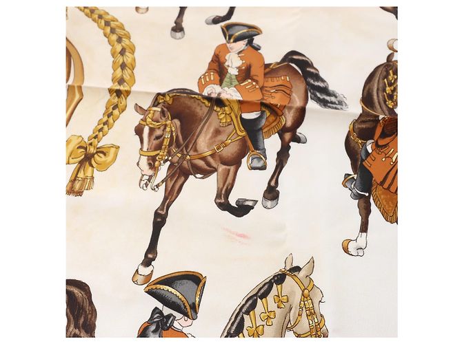 Foulard in seta Hermès Carré 90 "REPRISE" marrone - vista 14