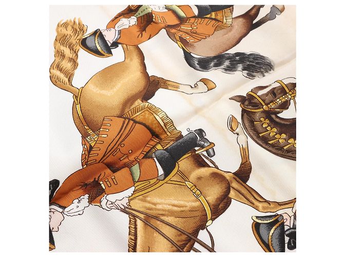 Foulard in seta Hermès Carré 90 "REPRISE" marrone - vista 17