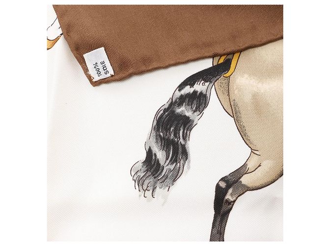 Foulard in seta Hermès Carré 90 "REPRISE" marrone - vista 4