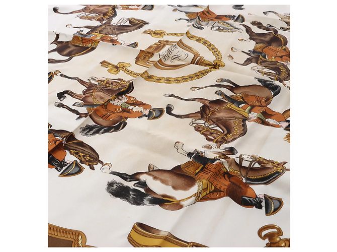 Foulard in seta Hermès Carré 90 "REPRISE" marrone - vista 5