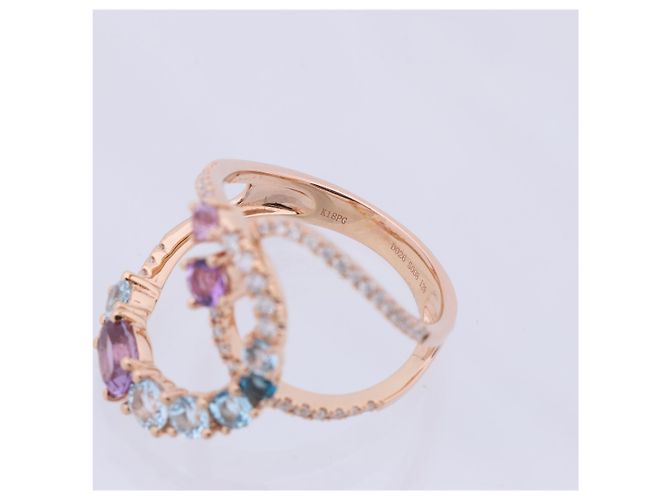 Autre Marque Unsignierter Mehrfarbiger Diamantring in K18PG 5.3g 129 S008 D026 Weiß - Ansicht 11