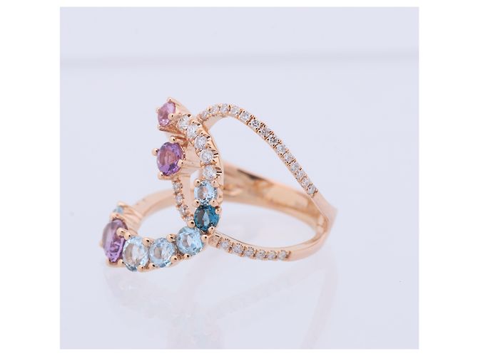 Autre Marque Unsignierter Mehrfarbiger Diamantring in K18PG 5.3g 129 S008 D026 Weiß - Ansicht 2