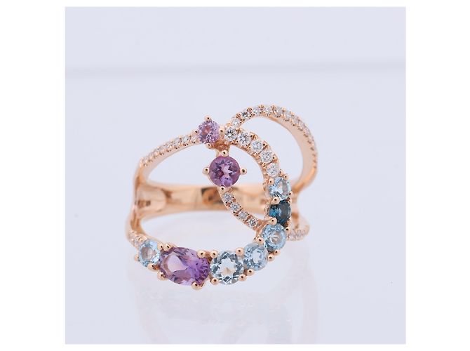 Autre Marque Unsignierter Mehrfarbiger Diamantring in K18PG 5.3g 129 S008 D026 Weiß - Ansicht 3