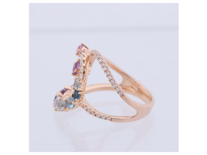 Autre Marque Unsignierter Mehrfarbiger Diamantring in K18PG 5.3g 129 S008 D026 Weiß - Ansicht 5
