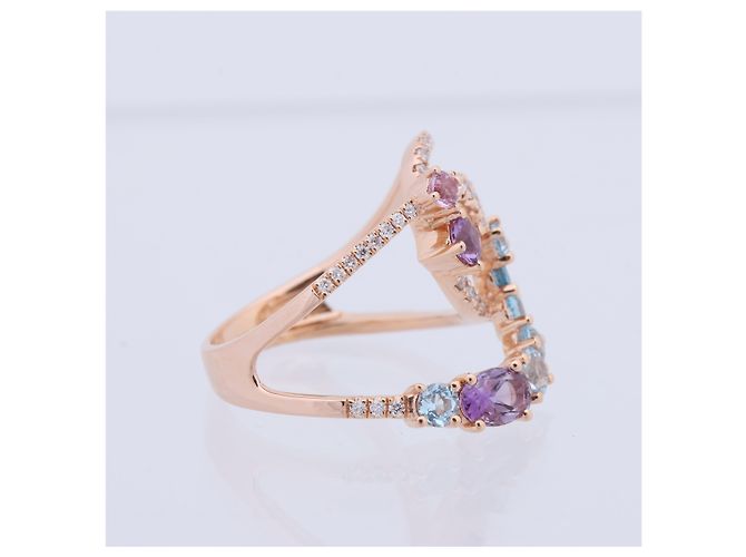 Autre Marque Unsignierter Mehrfarbiger Diamantring in K18PG 5.3g 129 S008 D026 Weiß - Ansicht 8