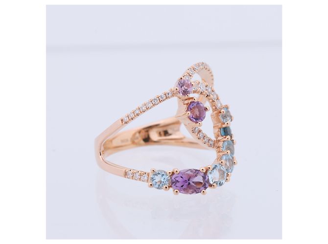 Autre Marque Unsignierter Mehrfarbiger Diamantring in K18PG 5.3g 129 S008 D026 Weiß - Ansicht 9