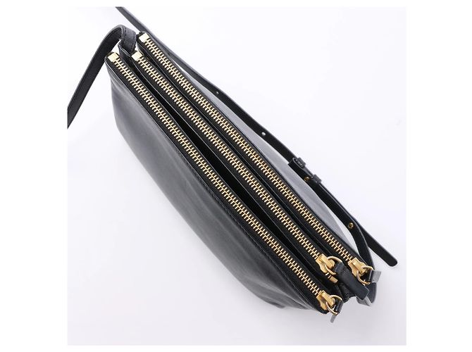 Céline Borsa a tracolla Trio Large in pelle nera Celine Grigio - vista 14