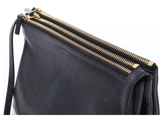 Céline Borsa a tracolla Trio Large in pelle nera Celine Grigio - vista 3
