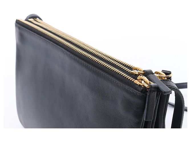 Céline Borsa a tracolla Trio Large in pelle nera Celine Grigio - vista 6