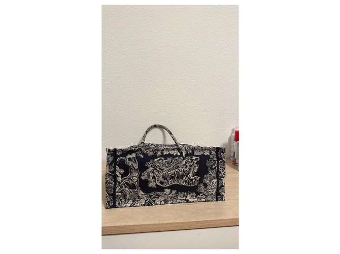 Borsa Book Tote Christian Dior Bianco Blu - vista 3