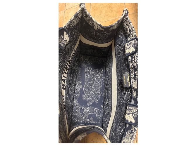 Borsa Book Tote Christian Dior Bianco Blu - vista 8