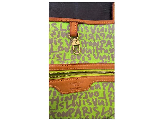 Borsa Louis Vuitton Neverfull GM Monogram Graffiti Marrone Verde - vista 12