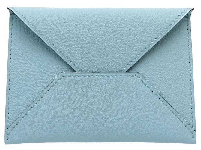 Hermès Tarjetero en cuero Chevre Mysore azul claro Hermes - vista 2