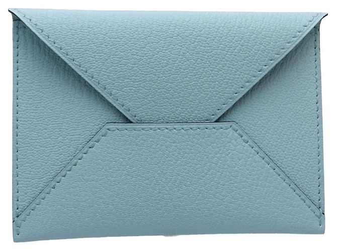 Hermès Tarjetero en cuero Chevre Mysore azul claro Hermes - vista 3