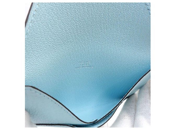 Hermès Tarjetero en cuero Chevre Mysore azul claro Hermes - vista 5