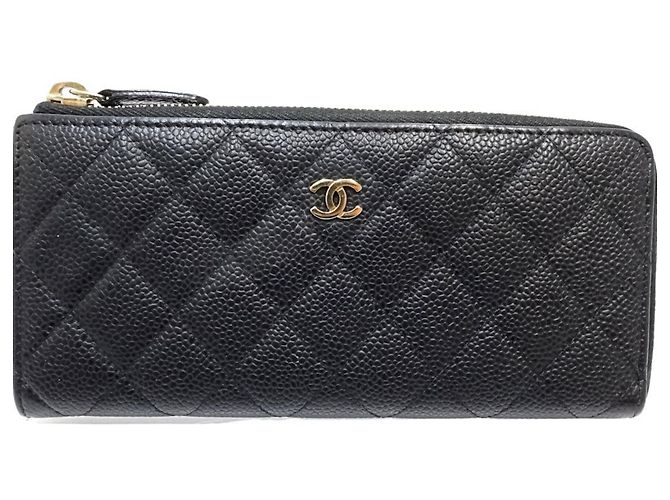 Chanel Matelassé Langer Geldbeutel Schwarz - Ansicht 3