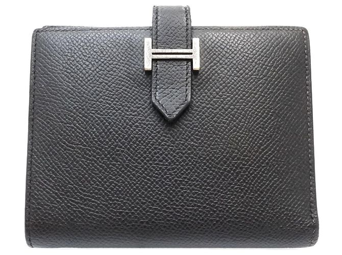 Portafoglio compatto bi-fold Hermès Bearn Nero - vista 2
