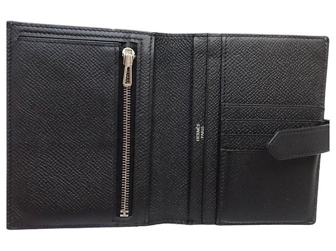 Portafoglio compatto bi-fold Hermès Bearn Nero - vista 9