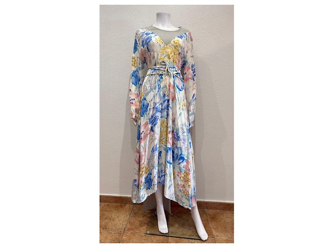 Vêtements Kleid mit Blumenprint Pink Weiß Blau Grün Grau Gelb - Ansicht 2
