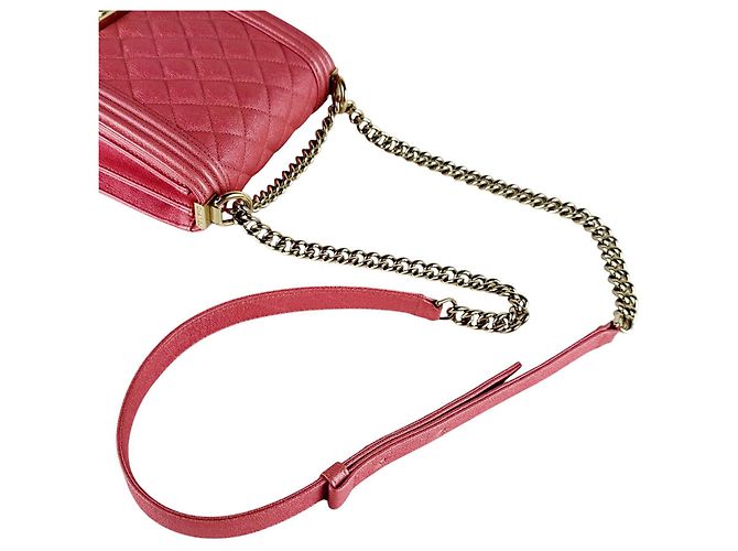 Borsa a tracolla Chanel Boy in Oro Rosa Lucido - vista 10