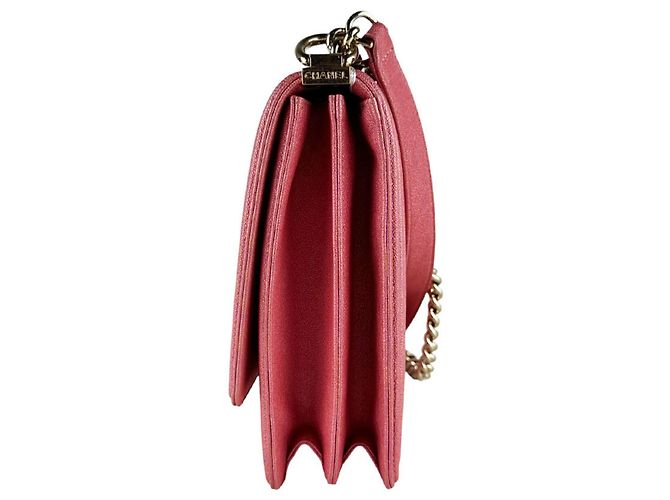 Borsa a tracolla Chanel Boy in Oro Rosa Lucido - vista 4