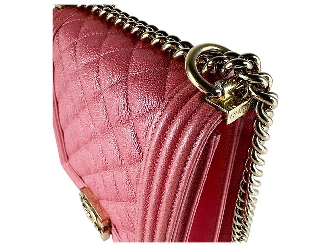 Borsa a tracolla Chanel Boy in Oro Rosa Lucido - vista 6