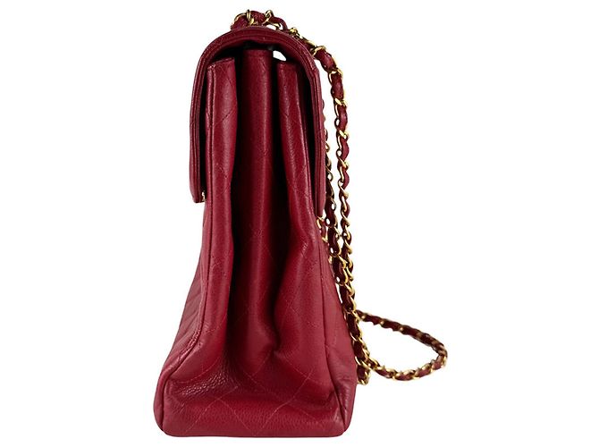 Borsa a tracolla Chanel in pelle di vitello martellata rossa Rosso - vista 2