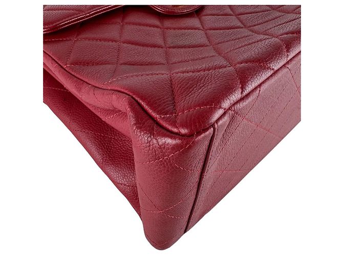Borsa a tracolla Chanel in pelle di vitello martellata rossa Rosso - vista 9