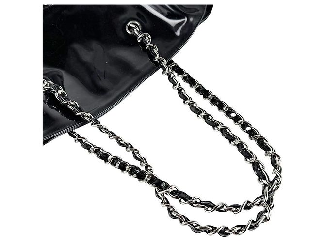 Borsa a tracolla Chanel in pelle vernice Nero - vista 10