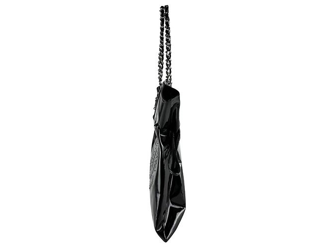 Borsa a tracolla Chanel in pelle vernice Nero - vista 2