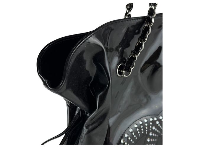 Borsa a tracolla Chanel in pelle vernice Nero - vista 7