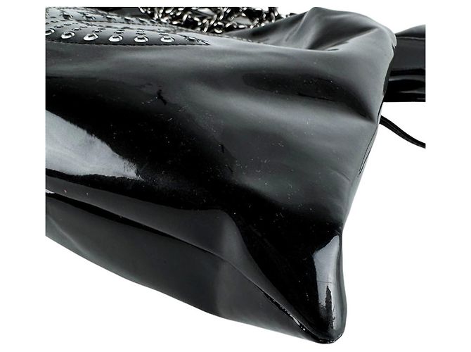 Borsa a tracolla Chanel in pelle vernice Nero - vista 8