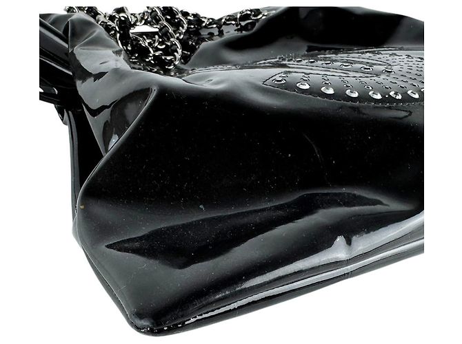 Borsa a tracolla Chanel in pelle vernice Nero - vista 9
