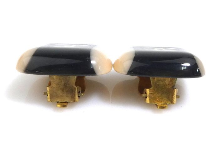 Pendientes de clip Chanel Coco Mark Negro Beige Dorado - vista 4