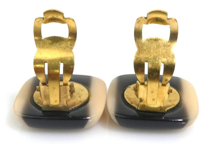 Pendientes de clip Chanel Coco Mark Negro Beige Dorado - vista 5